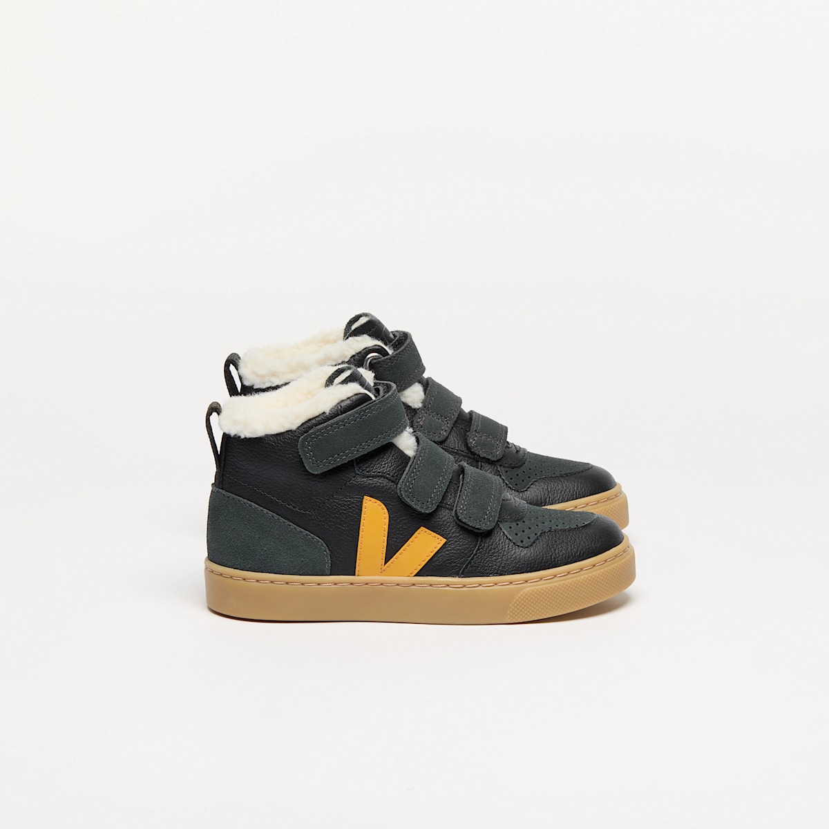 V-10 MID FURED LEATHER BALCK OURO GRAFITE
